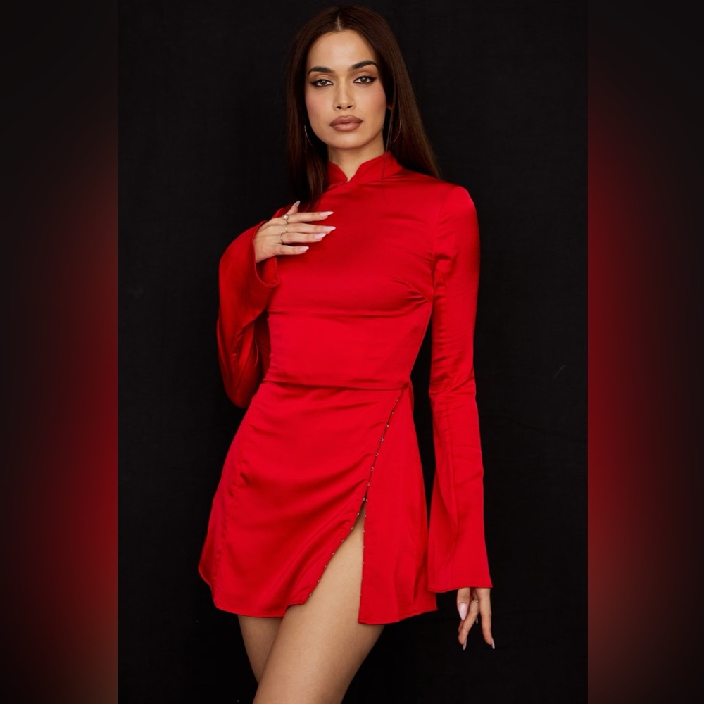 House of CB ‘Alyssa’ Scarlet Satin Mini Dress